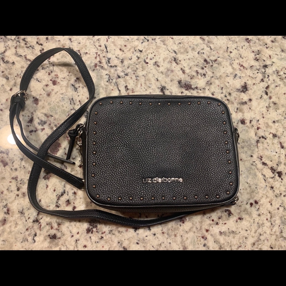 liz claiborne black studded crossbody